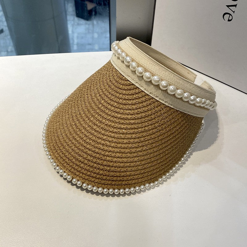 Empty top large brimmed straw hat for women sunshade hat