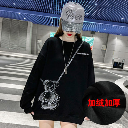 Bear Diamond Sweater Women's Oversize Loose Sweatshirts