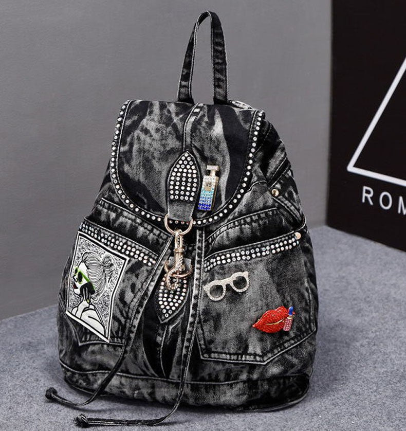 Canvas fashionable new personalized diamond pocket backpack