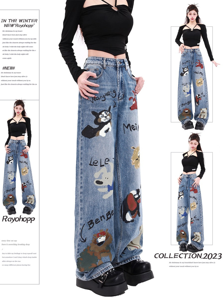 Jeans Women's High Waist Loose Straight Leg Casual Wide Leg Pants