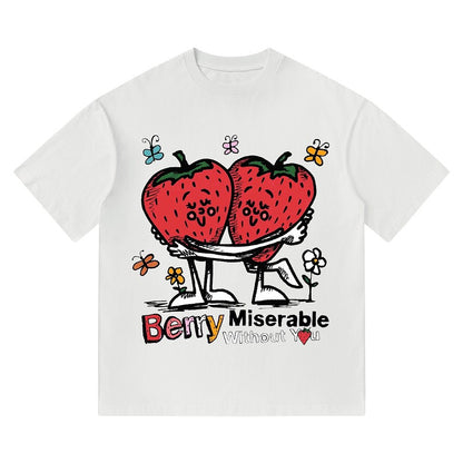 T-shirts berry without you latter print casual oversize unisex couple tee