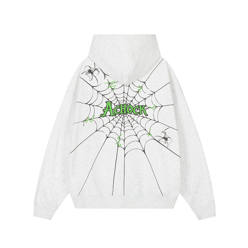 Hoodies spider web unisex oversize hip-hop couple hoodie