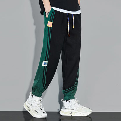 Men's sweatpants loose black splicing harem pant