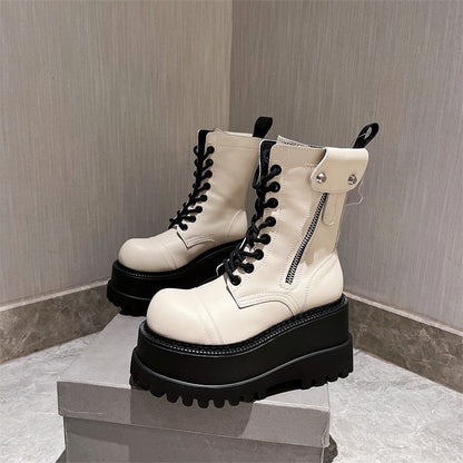 Ultra-high heels mid length boots slim petite women's shoes