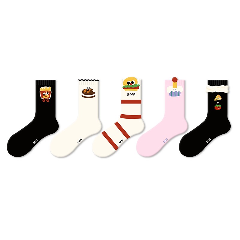 Cute cute socks women autumn and winter middle tube socks 2024 new funny convex pure cotton boneless long socks cotton trend