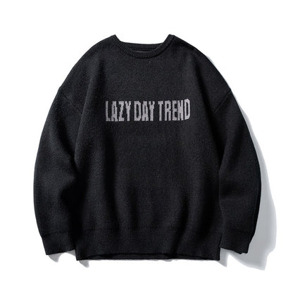 LAZY DAY original men's wear a complete set creative embroidery pattern round neck sweater men's top