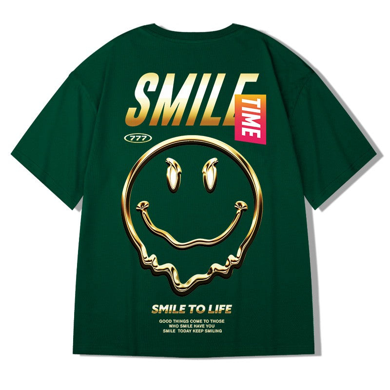 Oversize smile face short-sleeved T-shirt