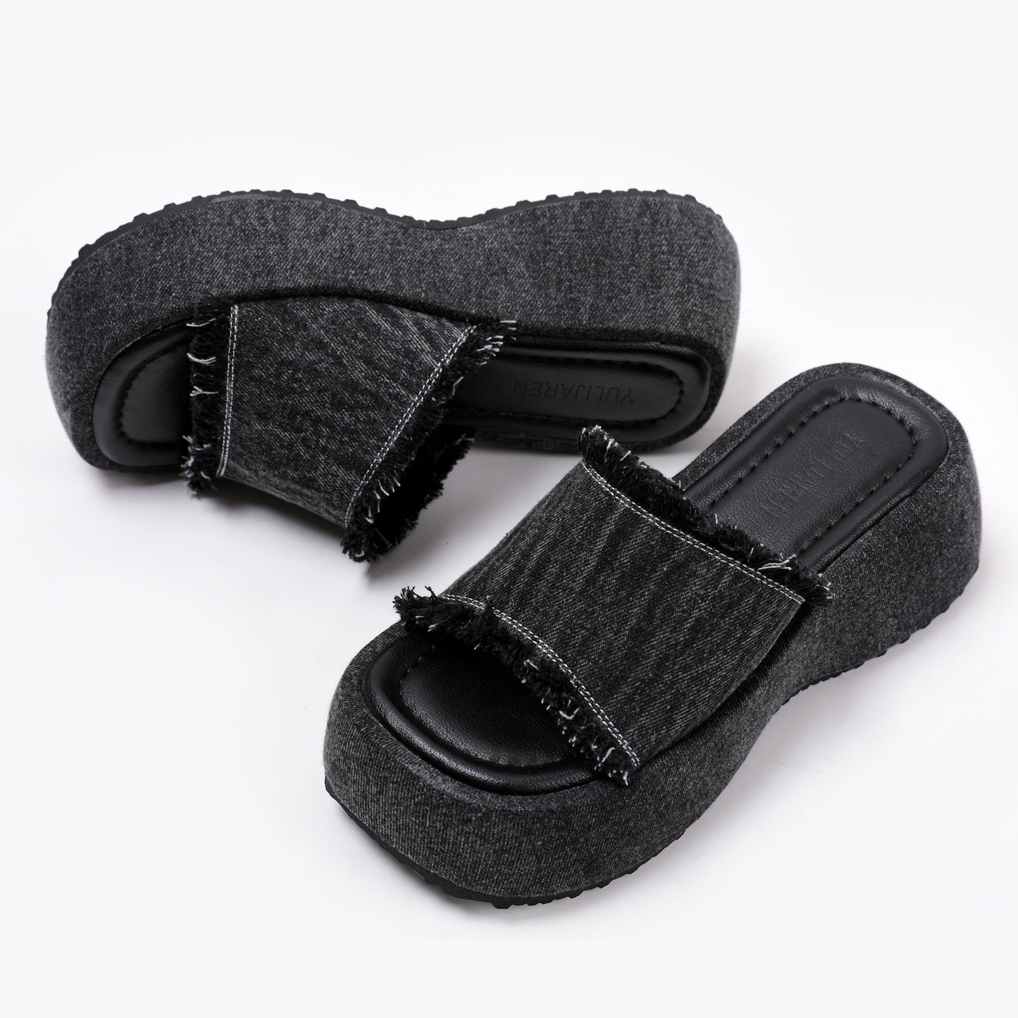 Denim thick-soled slippers for women summer edge flip-flops