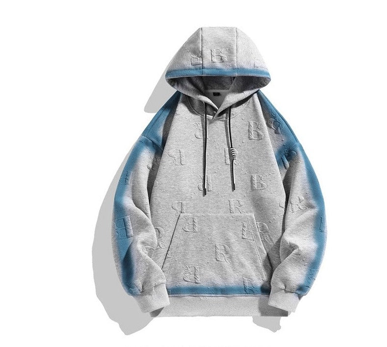 Unisex three-dimensional letter gradient hoodie loose fitting