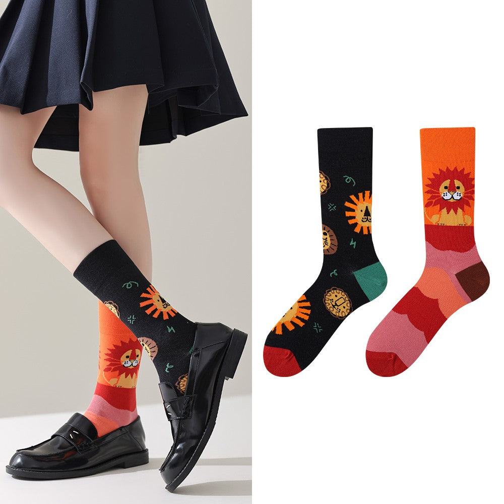 Trendy socks original men and women cartoon creative middle tube cotton socks