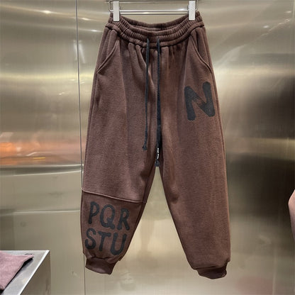 Cozy letter print sweatpants trendy sports loose joggers pant