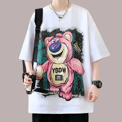 T-shirt men's summer prints short sleeves loose tops