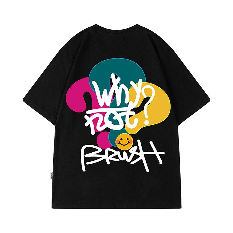 Graffiti loose oversize half-sleeved T-shirt