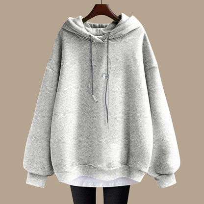 Black hoodie women's loose medium length hoodies