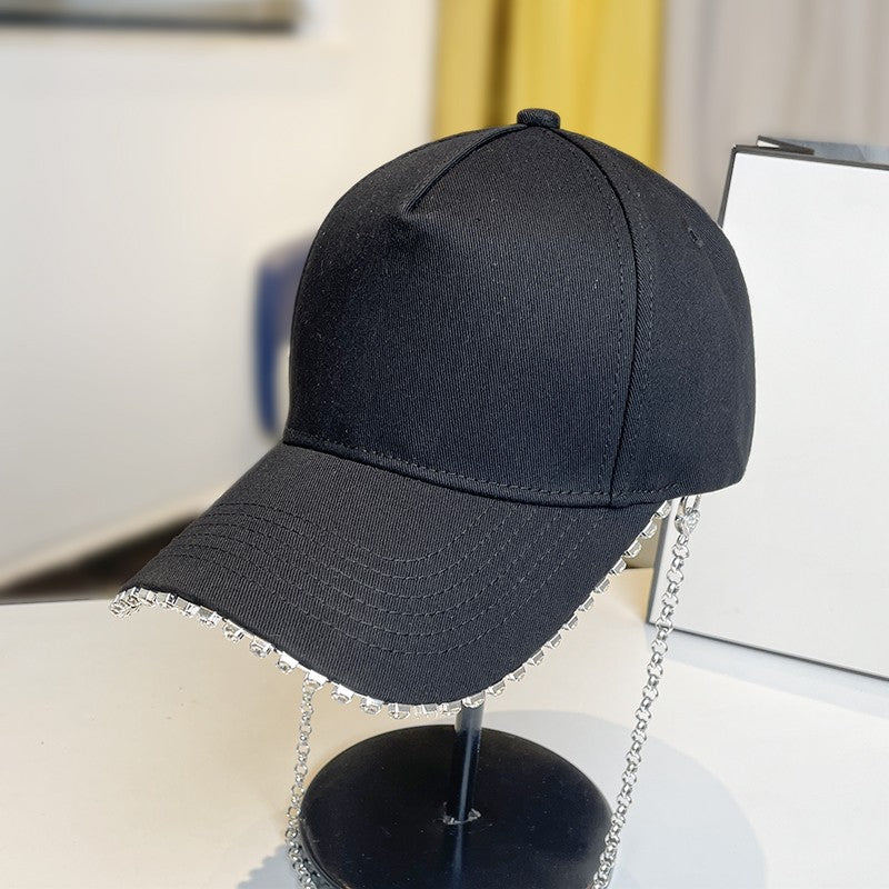 Rhinestone baseball hat for women summer fashionable duckbill cap for men