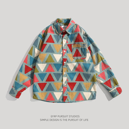 Colorful triangle regular arrangement unisex longsleeve shirt