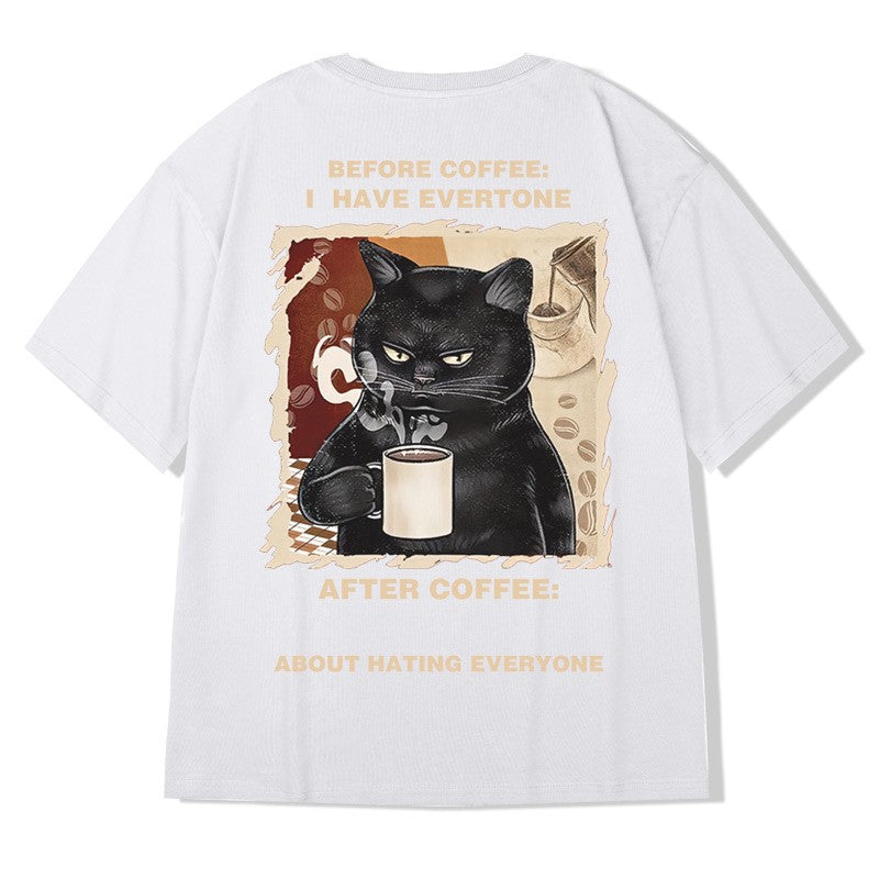 After coffee t-shirts Oversize Summer Cotton Couple T-shirt