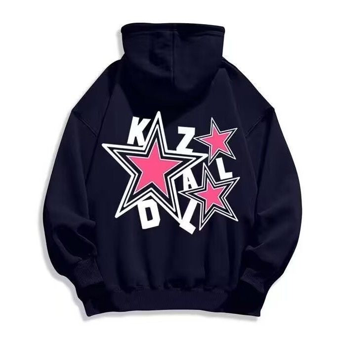 Loose star print hoodie