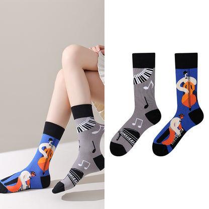 Trendy socks original men and women cartoon creative middle tube cotton socks