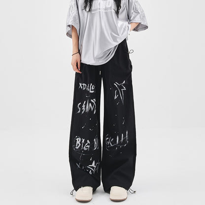 Gray sweatpants for women loose high-waisted