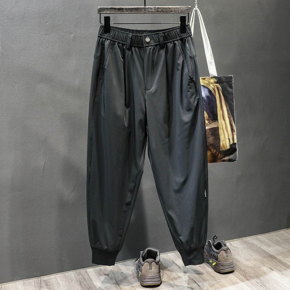 Thin ice silk  sweatpants elastic casual trousers