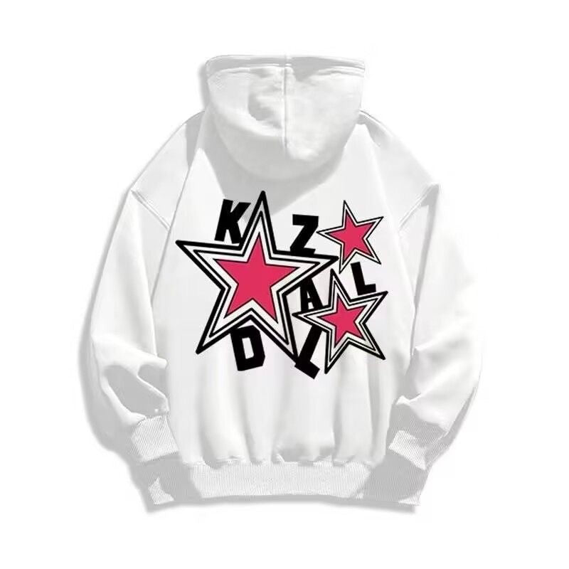 Loose star print hoodie