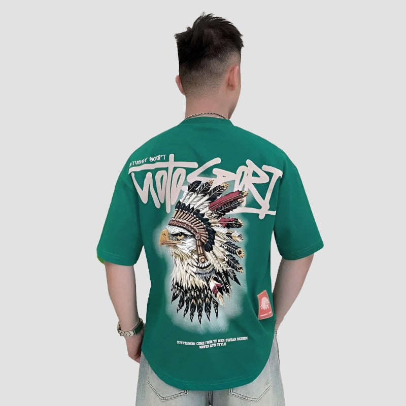 Eagle head graphic T-shirt summer unisex top camicia