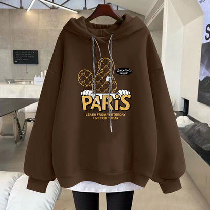 Hoodies cartoon letter mid-length jacket