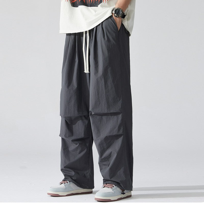 Wide-leg plus plus size gray straight pants large size loose sports casual men's trouser pants