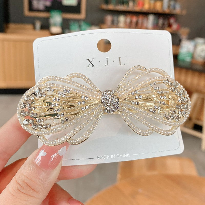 Rhinestone bow large hairpin, top hair clip