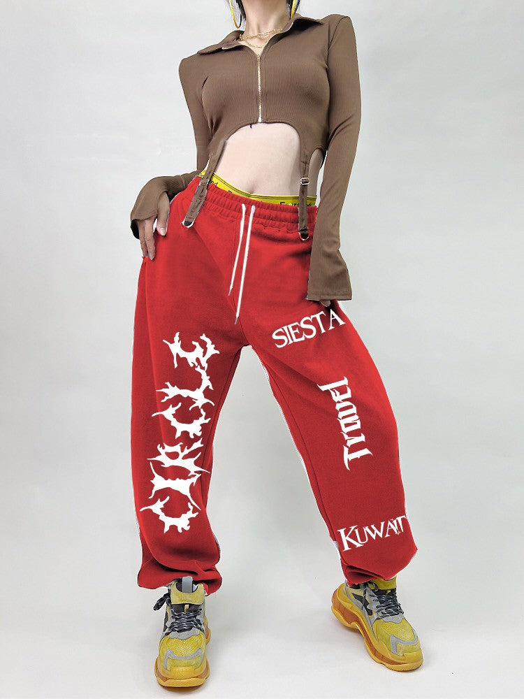 Street hip-hop style women sports pants