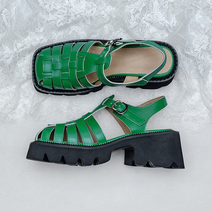 Sandals stature Green toe women cage shoes