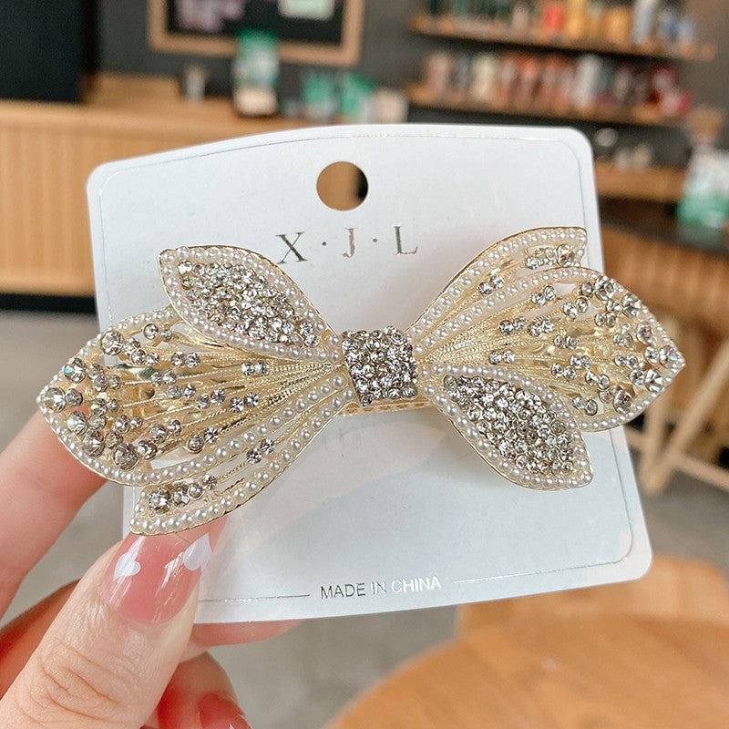 Rhinestone bow large hairpin, top hair clip