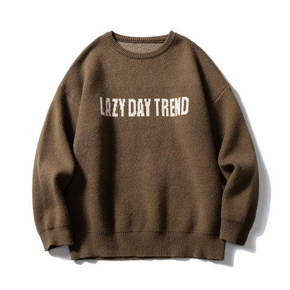 LAZY DAY original men's wear a complete set creative embroidery pattern round neck sweater men's top