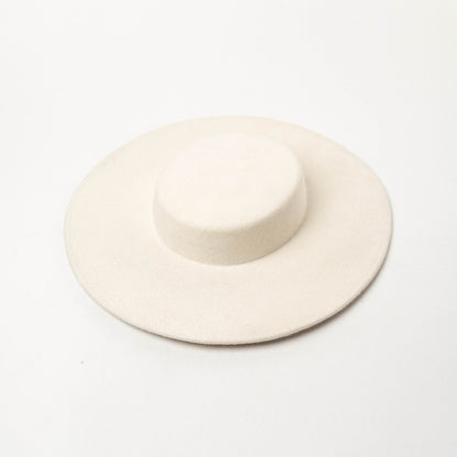 Shallow Flat Top Hat Big Eaf Woolen Hat Big brim Hat Trend