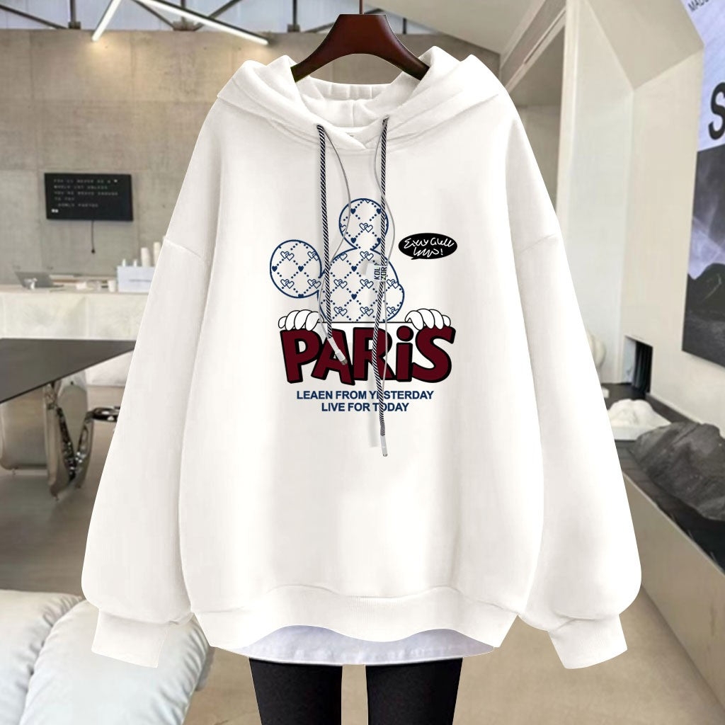 Hoodies cartoon letter mid-length jacket