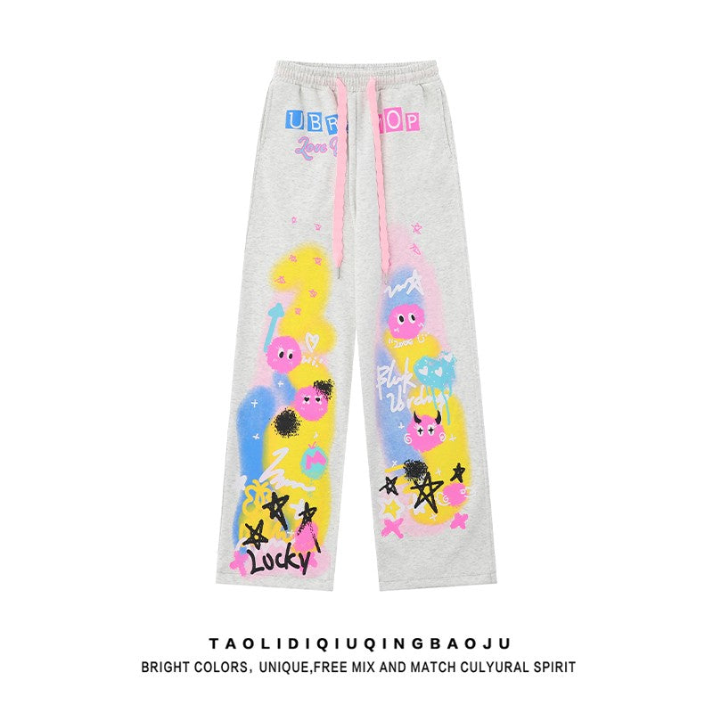 Dopamine Graffiti Casual Pants Women's Summer Wide Leg Pants