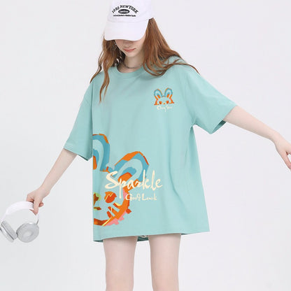 Rabbit short-sleeved T-shirt cotton loose fit