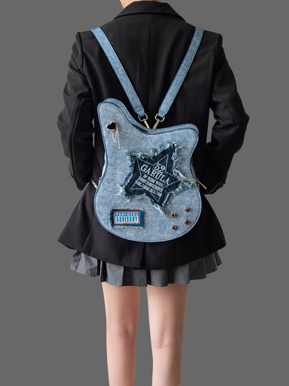 Denim Guitar Backpack Tassel Bass Crossbody Bag