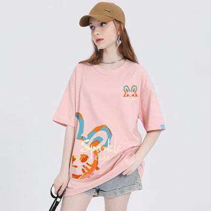 Rabbit short-sleeved T-shirt cotton loose fit