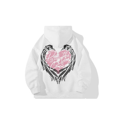 Handdrawn Graffiti Hoodied Love Wings Unisex Couple hoodies