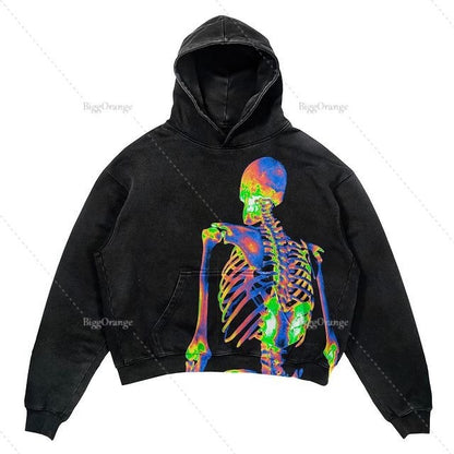 Oversize Ice Punk Design Printed Hip hop Hoodie Streetwear Gothic pullover