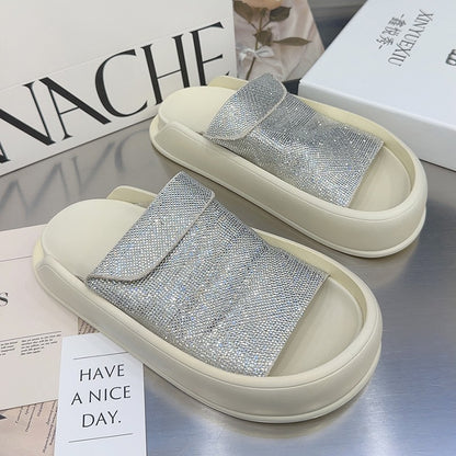 Rhinestone slippers for women's outerwear versatile summer shoe