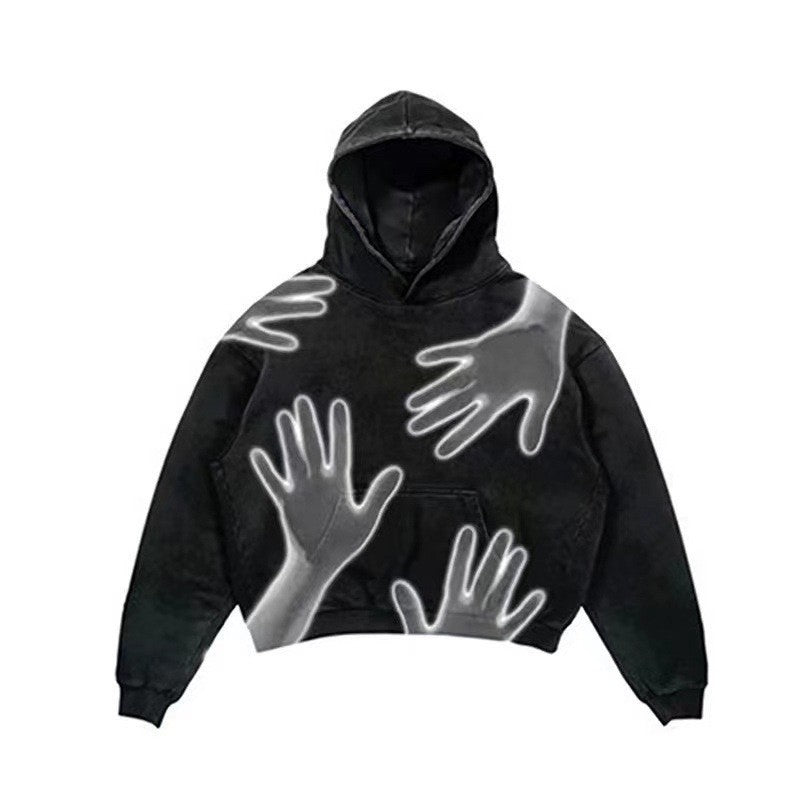 Oversize Ice Punk Design Printed Hip hop Hoodie Streetwear Gothic pullover