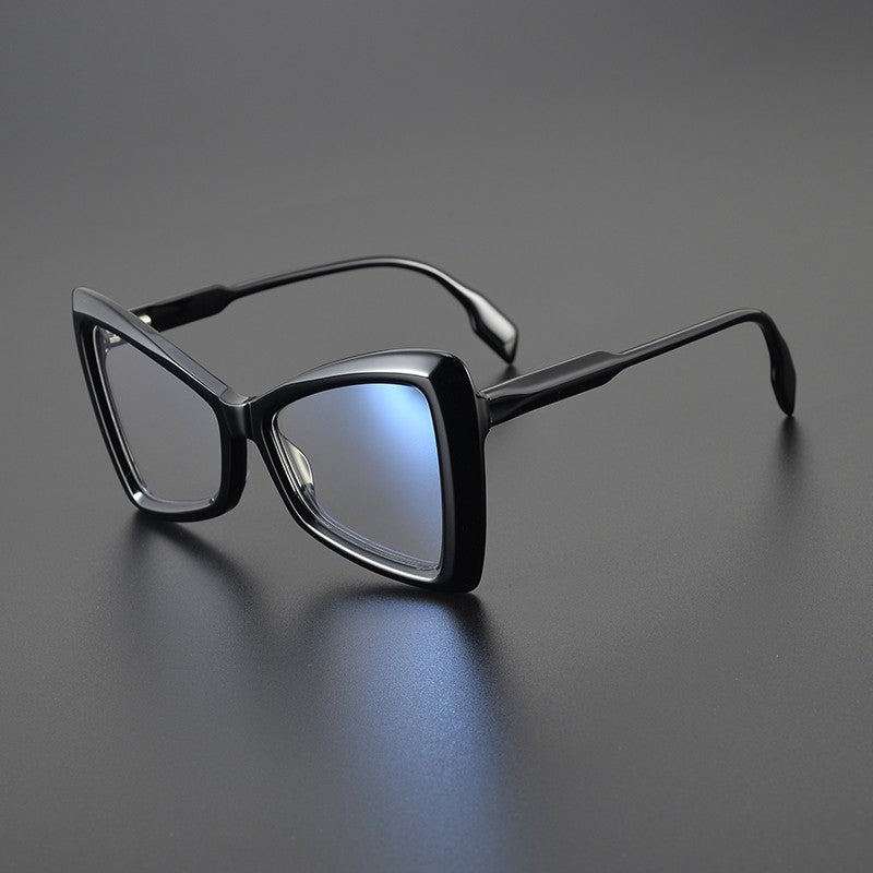 Handgefertigte Cat-Eye-Sonnenbrille mit Farbblockierung, Unisex-Rahmen