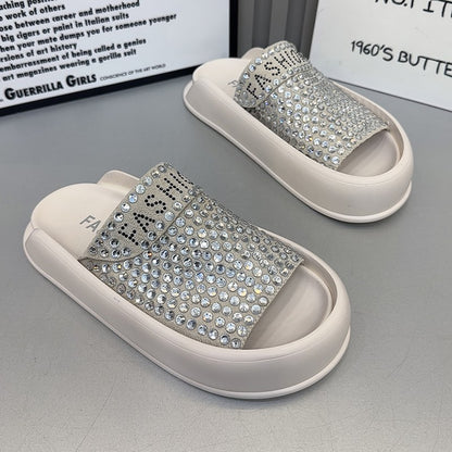 Summer Women Water Diamond Slippers Outwear Versatile Slippers