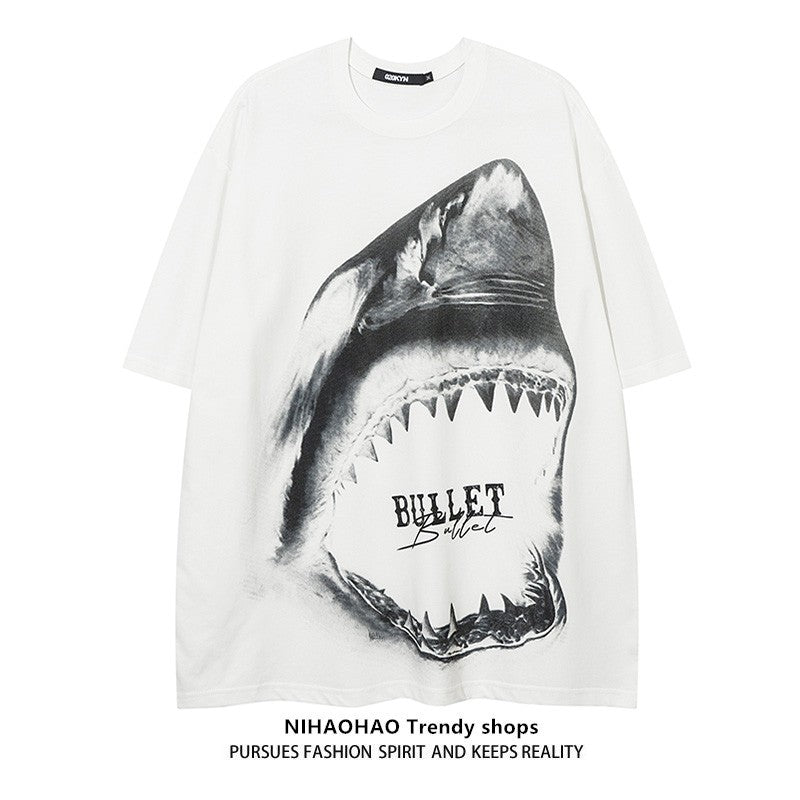 Unisex graphics shark print couples vibe vintage