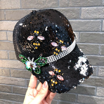 Female Fashion Sequined Peaked Hat Baseball Cap