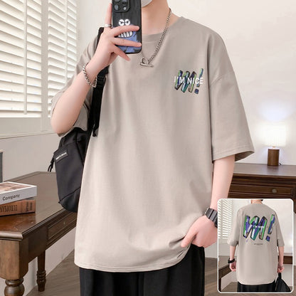 Ice silk dark series T-shirt casual loose round neck T-shirt