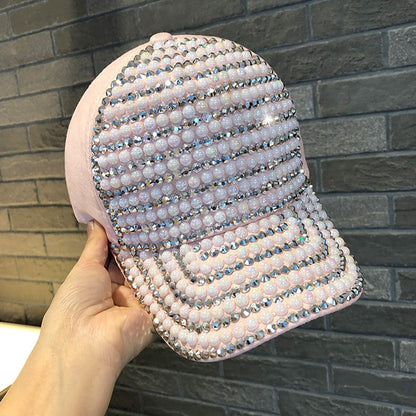 Versatile pearl diamond baseball cap